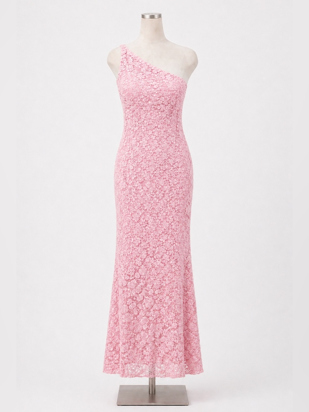 Bardot Albie One Shoulder Lace Bodycon Maxi Dress Pink Formal Evening 4 NWT